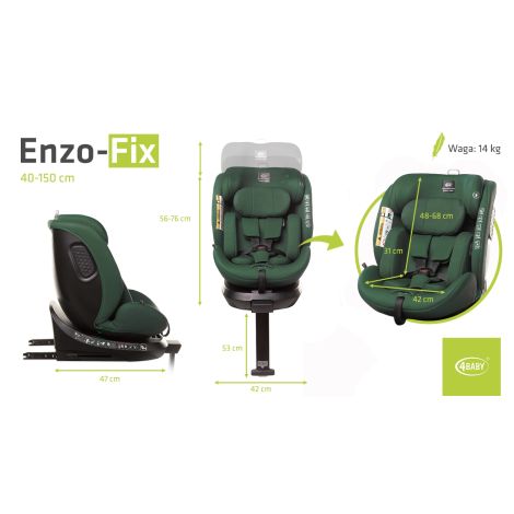 4Baby Enzo-Fix - fotelik samochodowy 40-150 cm | Dark Green - 16